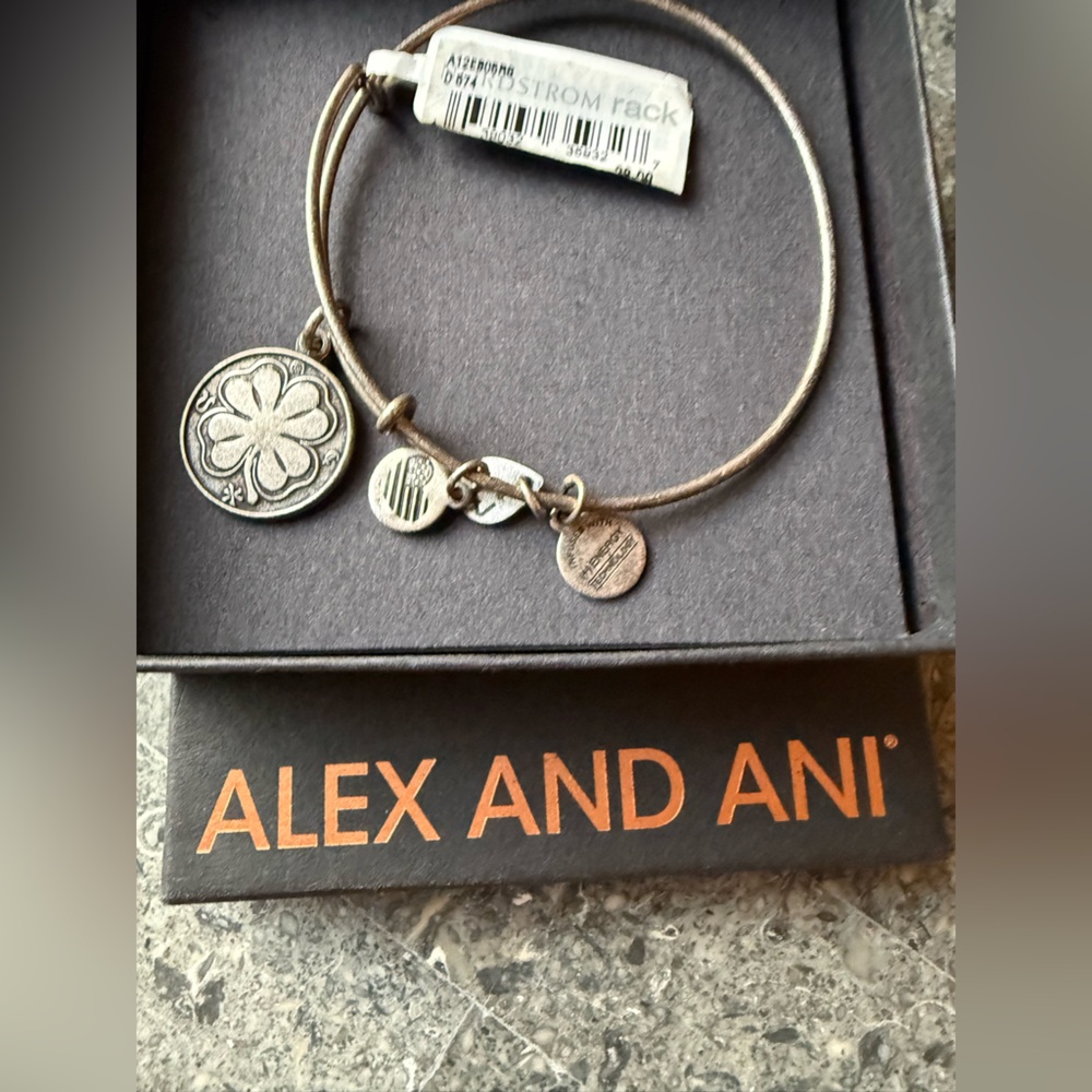 Alex and Ani Silver Clover Charm Bracelet